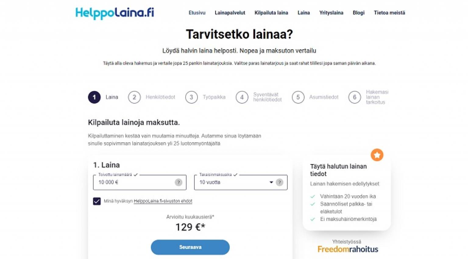 HelppoLaina.fi kulutusluottoa 1000 - 60 000 euroa | VarmaLaina.fi